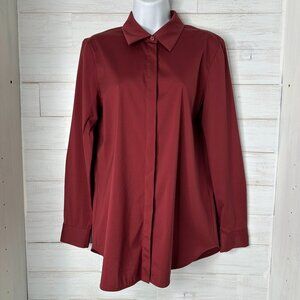 Lafayette 148 New York Womens Burgundy Red Button Front Top Size Small